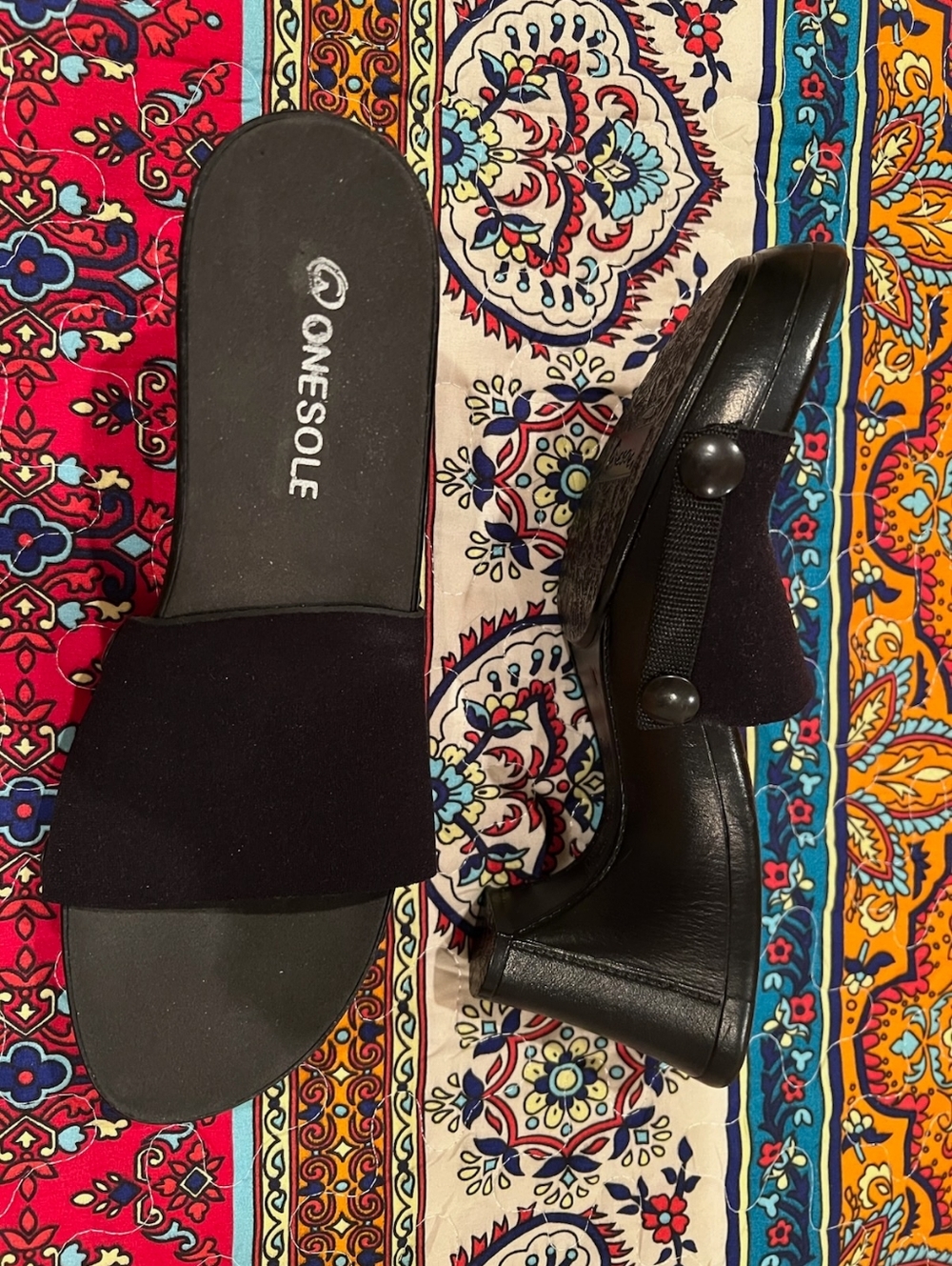 Onesole Black Women's Slide Heels